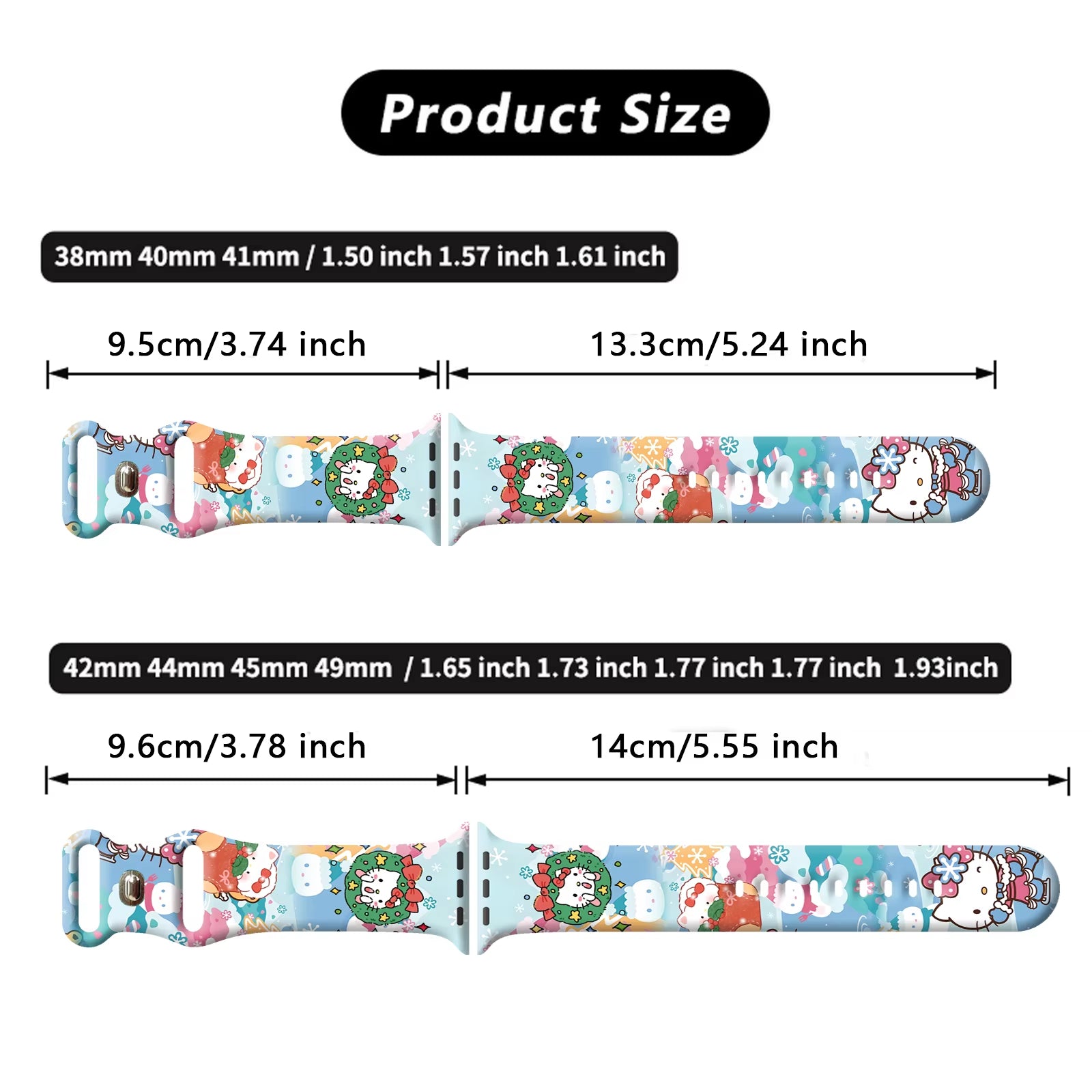 Sanrio Hello Kitty Christmas Strap for Apple Watch 9 8 7 SE 6 Silicone Band Replaceable Bracelet for Iwatch 45Mm 44Mm 42Mm 41Mm