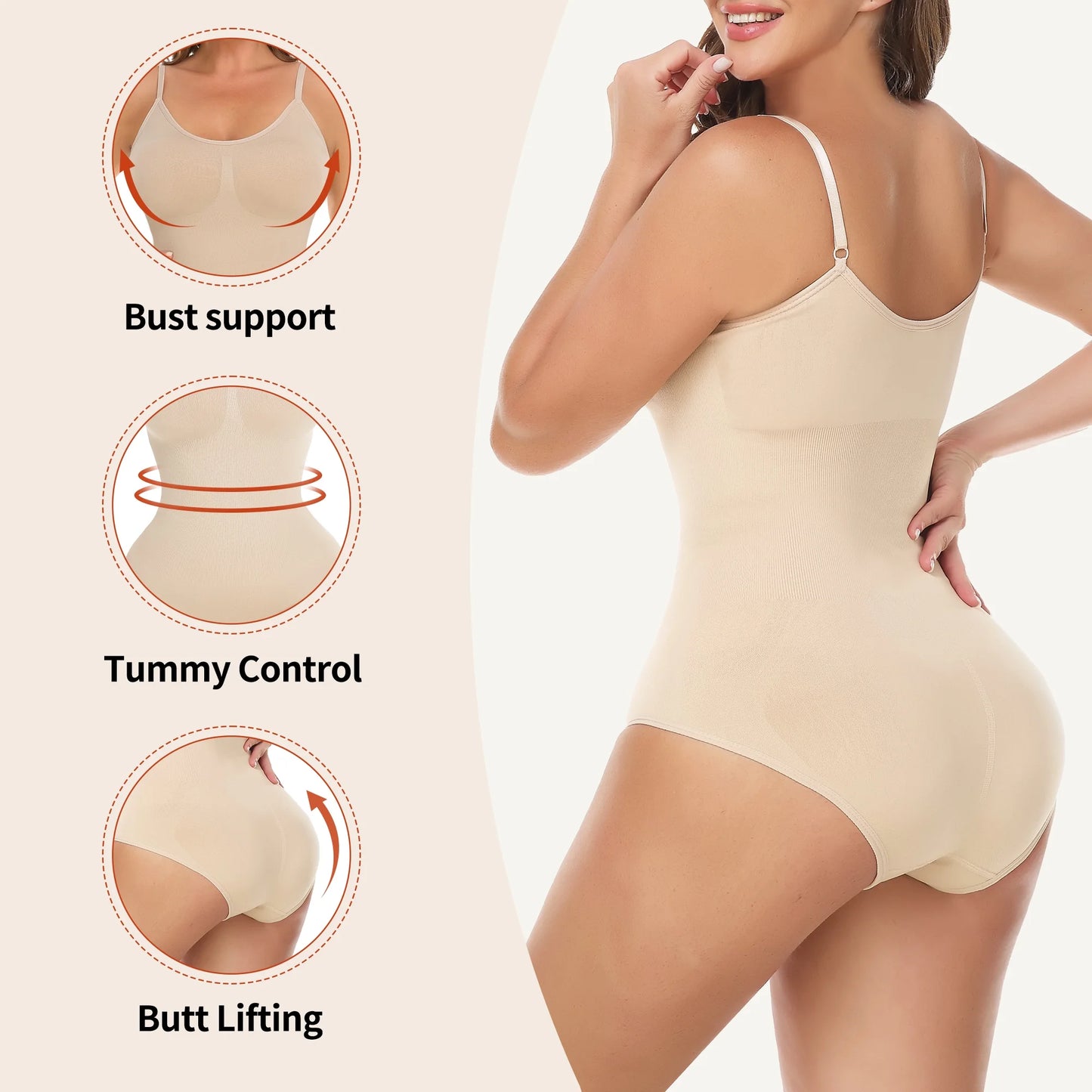 COMFREE Shapewear for Women Tummy Control Body Shaper Seamless Sculpting Snatched Waist Body Suit