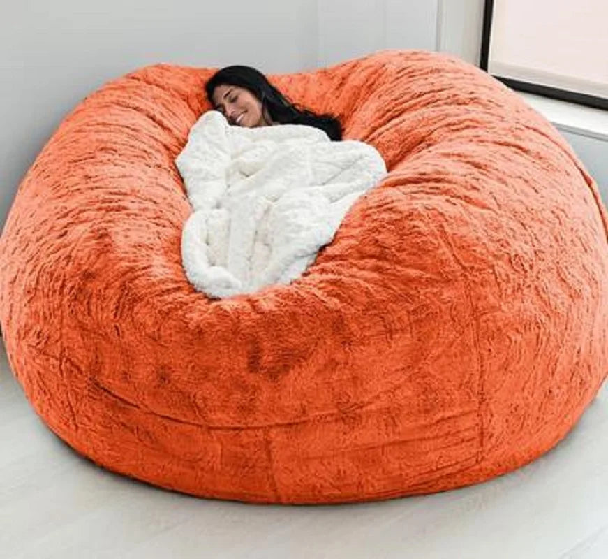 Dropshipping Fur Giant Removable Washable Bean Bag Bed Cover Living Room Furniture Lazy Sofa Cover