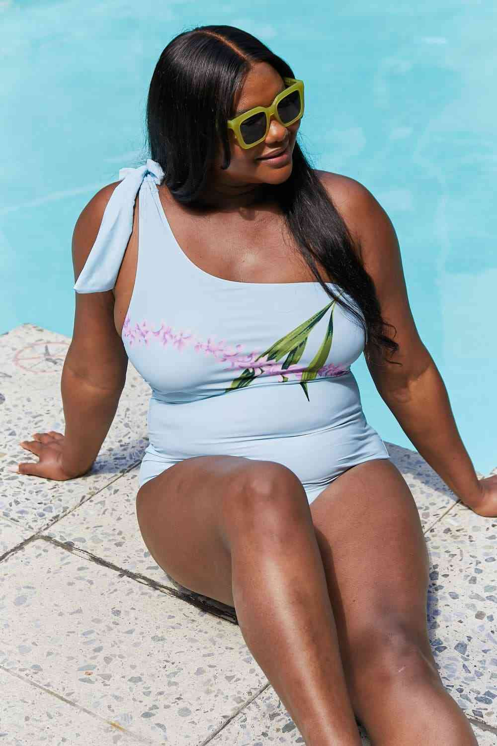 Marina West Pastel Blue One Shoulder Swimsuit - Vacay Mode
