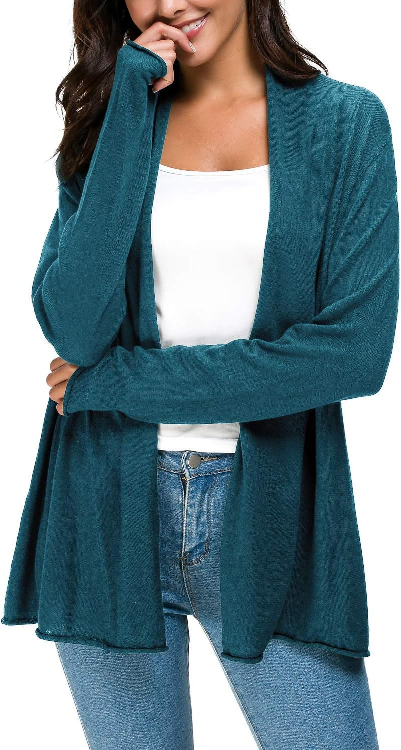 Women'S Long Sleeve Open Front Casual Thin Cardigan