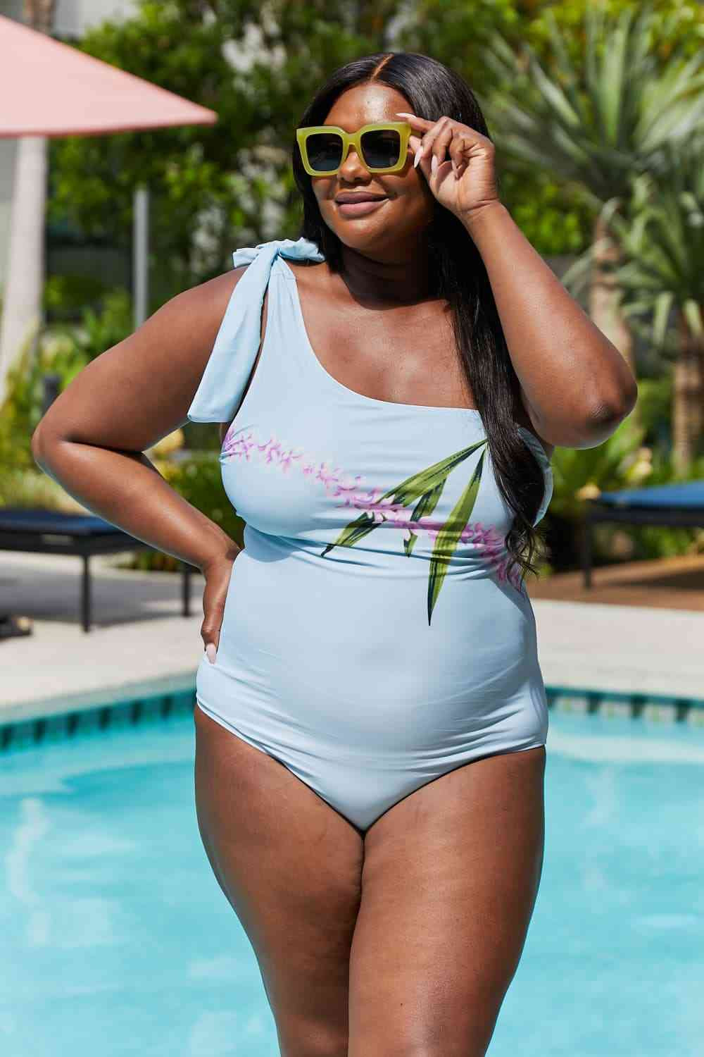 Marina West Pastel Blue One Shoulder Swimsuit - Vacay Mode