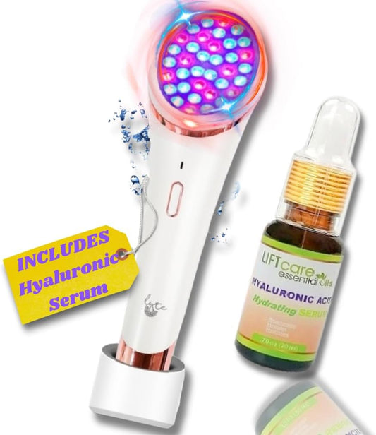 Lyte Wireless 2.0 Duo Red & Blue LED Light Therapy for Face Includes Hyaluronic Serum Automatic Contact Sensor 2-In-1 Blue and Red LED Light Therapy for Face Wrinkle Reduction Device