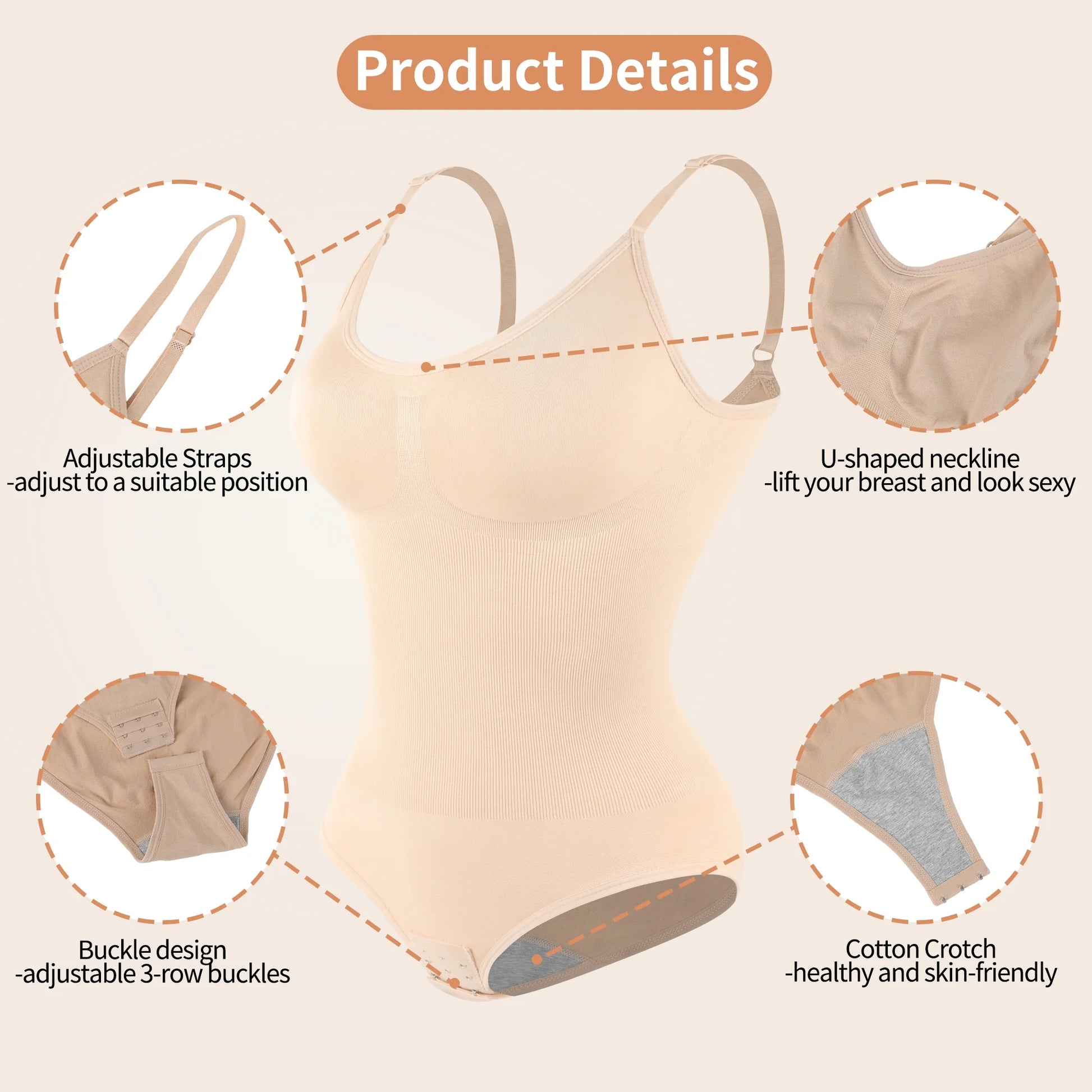 COMFREE Shapewear for Women Tummy Control Body Shaper Seamless Sculpting Snatched Waist Body Suit